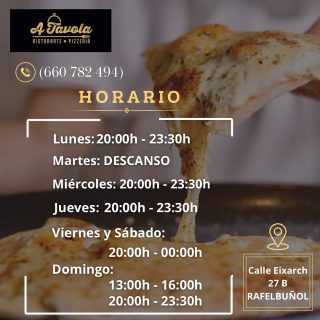 ✨Desde A Tavola queremos dar la bienvenida al verano y con ello estrenamos nuevo horario ✨☀️🏖️🍕❤️

➡️ A partir de Julio, abrimos todos los días, menos los martes ⬅️

¡Os esperamos en nuestra pizzería para que disfrutemos el verano como se merece! 🌞

Buen ambiente, pizzas irresistibles y momentos para compartir…

¿Te lo vas a perder? ¡Ven a vivir el sabor del verano con nosotros! 🍕❤️

#Atavola #RestauranteAtavola #PizzaLovers
#PizzeriaRafelbuñol #rafelbuñol